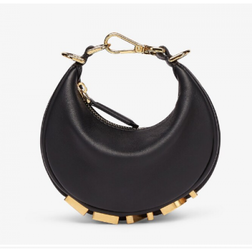 Fendi Nano Fendigraphy czarny skórzany charms 7AS089A