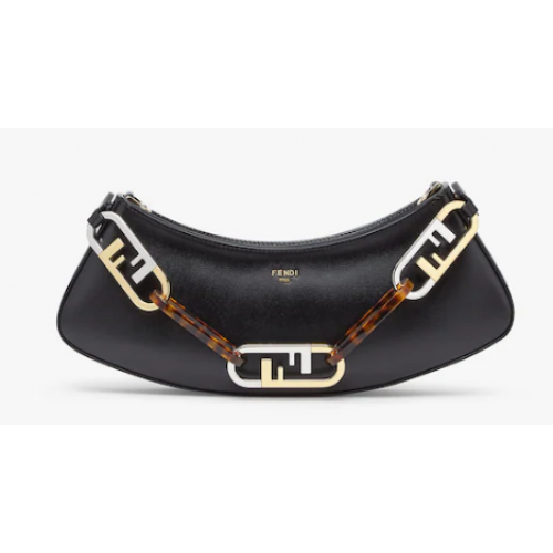 Torebka skórzana Fendi O Lock Swing Mint Green 8BS068A w kolorze czarnym