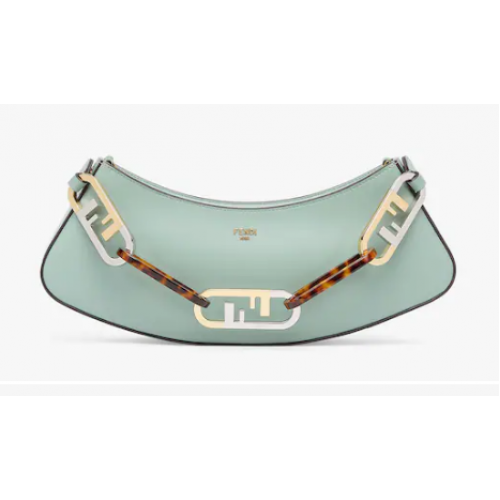 Torebka skórzana Fendi O Lock Swing Mint Green 8BS068A w kolorze zielonym