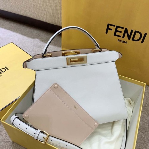 Fendi PEEKABOO ISEEU EAST-WEST WHITE skórzana torba 8BN323