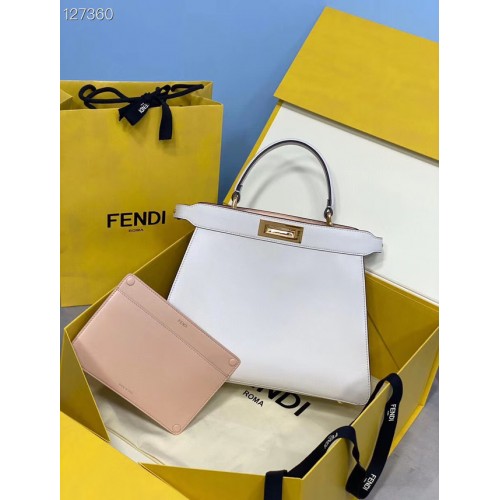 Fendi PEEKABOO ISEEU MEDIUM skórzana torebka 70193 biała