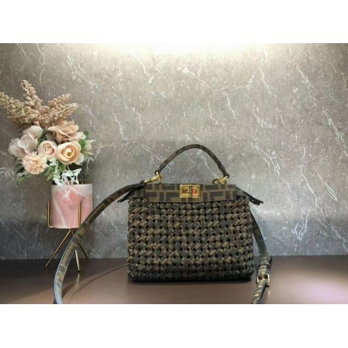 Fendi PEEKABOO ISEEU Weave Bag F6363 brown