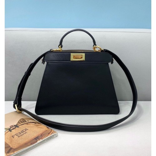 Fendi Peekaboo ISeeU MEDIUM skórzana torebka 80011A czarna