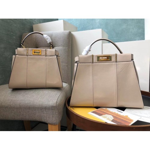 Fendi Peekaboo Iconic Mini Oryginalna skórzana torebka FD3676 Apricot