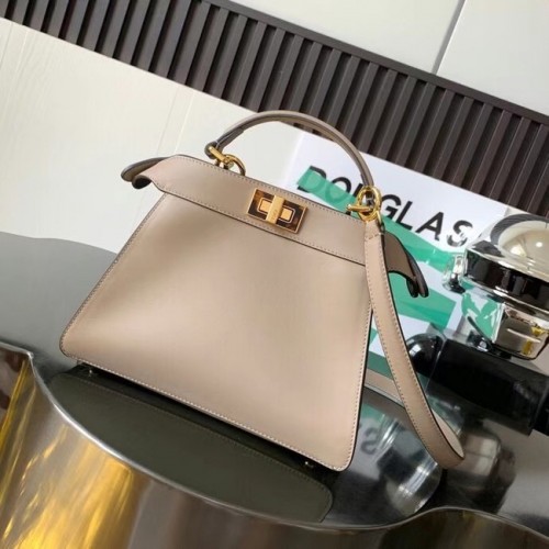 Fendi Peekaboo Iseeu Mała skórzana torebka 8BN327A Szara