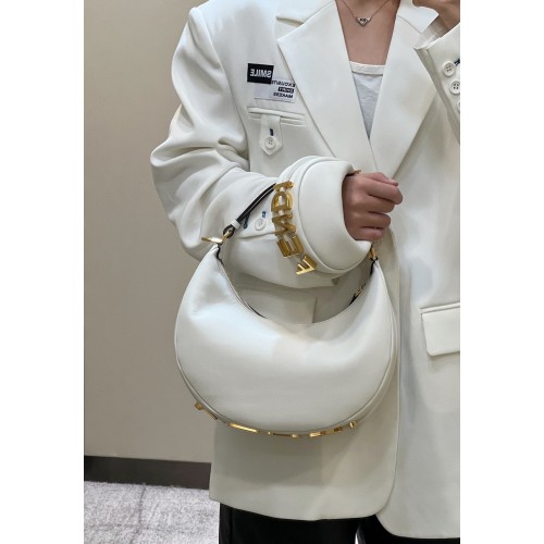 Fendi Praphy Oryginalna skórzana torba z dużym logo 80056M Biała