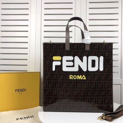 Fendi SHOPPER F1843 brązowo-biały