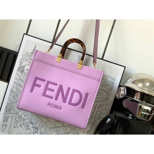 Fendi Sunshine Medium skórzana torba shopper 8BH386A Lavender