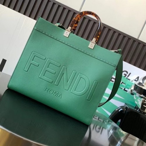 Fendi Sunshine Medium Leather Shopper 8BH386A Green