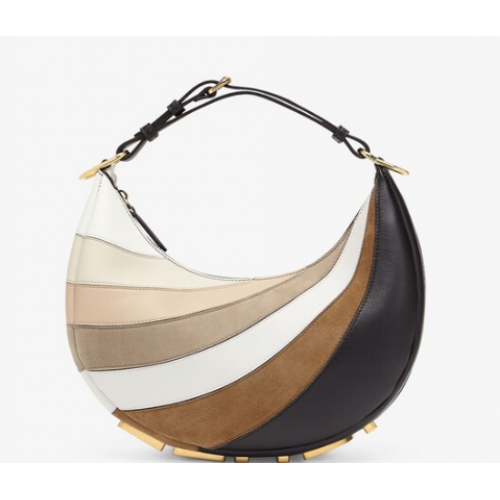 Torebka skórzana Fendi Graphie Small z beżowymi i brązowymi wstawkami 8BR798A