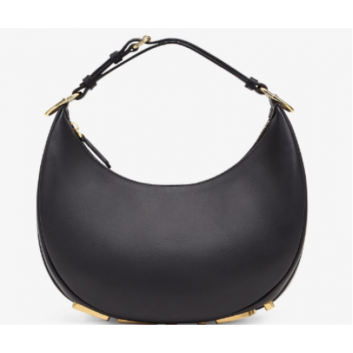 Fendi Graphie Mała czarna skórzana torebka 8BR798