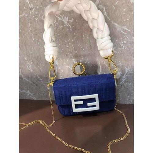 Fendi mini BAGUETTE torebka bawełniana F6550 niebieska