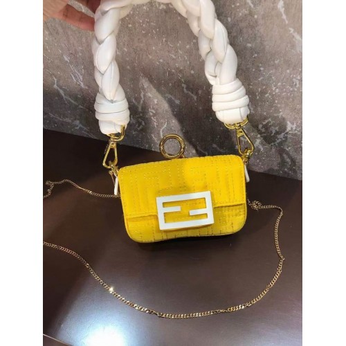 Fendi mini BAGUETTE torebka bawełniana F6550 żółta
