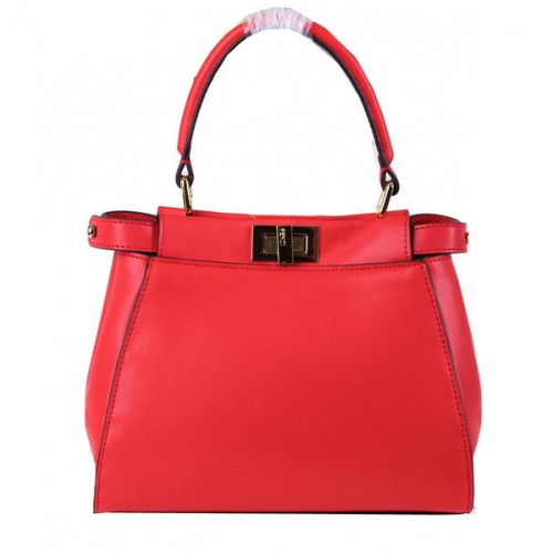 Fendi mini torebka Peekaboo ze skóry cielęcej FD8838 w kolorze czerwonym