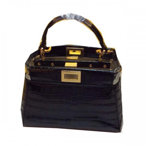 Torebka Fendi Mini Peekaboo ze skóry krokodyla F520885 w kolorze czarnym