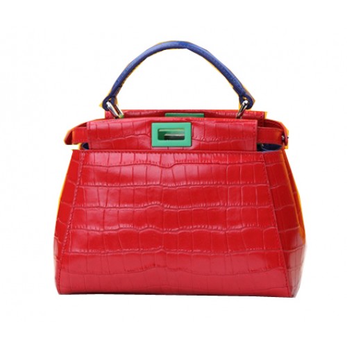 Torebka Fendi Mini Peekaboo ze skóry krokodyla F520885 w kolorze czerwonym