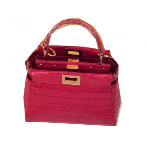 Torebka Fendi Mini Peekaboo ze skóry krokodyla F520885 w kolorze różowym