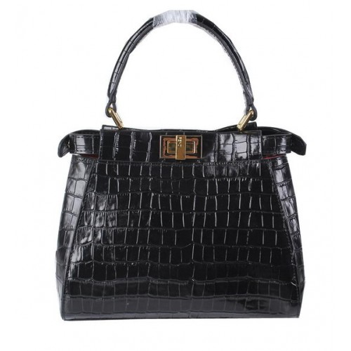 Fendi mini Peekaboo Torba Skóra Croco FD8838 Czarna