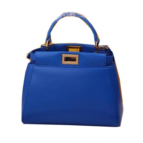 Fendi Mini Torebka Peekaboo z owczej skóry F520885 Niebieska