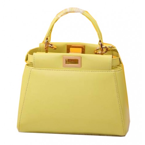 Fendi Mini Torebka Peekaboo z owczej skóry F520885 Cytryna
