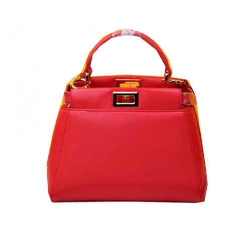 Fendi mini torebka Peekaboo z owczej skóry F520885 czerwona