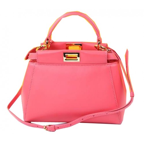 Torebka Fendi Mini Peekaboo z owczej skóry F520885 w kolorze różowym