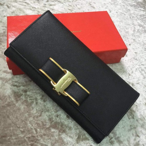 Portfel Ferragamo Continental ze skóry cielęcej SF30200 w kolorze czarnym