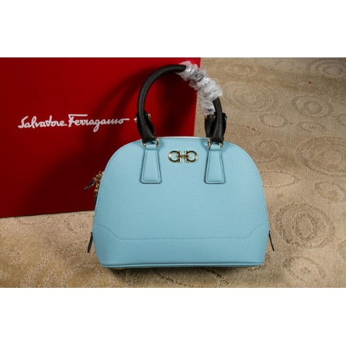 Średnia podwójna torba materiałowa Ferragamo Gancio 21E703 SkyBlue
