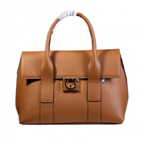 Torba typu tote Ferragamo średniej wielkości, skóra cielęca 21D941, pszenica