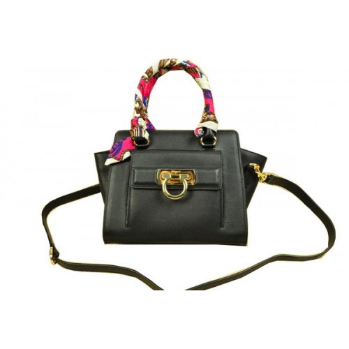 Torba na ramię Ferragamo Soft Calfskin Leather SF8815 Black