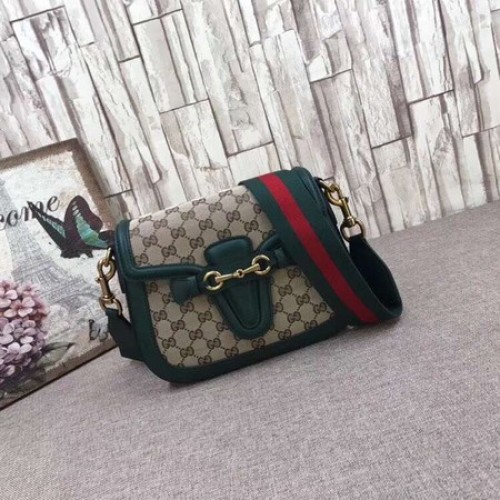 Torba na ramię Gucci GG Lady Web ze skóry barwionej ręcznie, kolor zielony 380573