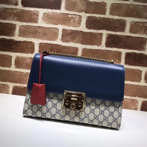 Gucci Padlock Medium GG Torba na ramię 409486 Niebieska