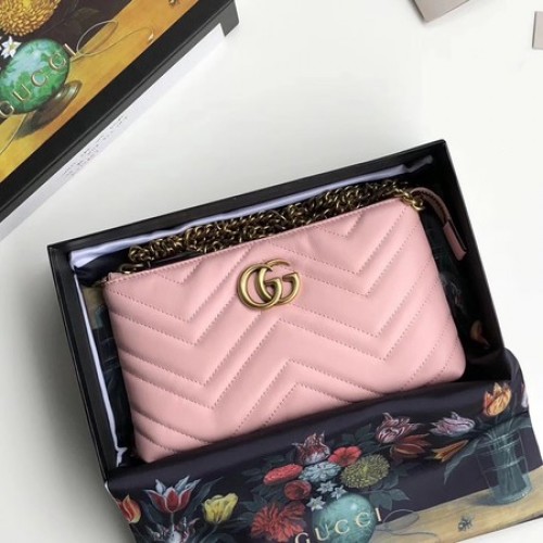 Torebka Gucci GG Marmont mini Chain Bag 443447 Jasnoróżowa