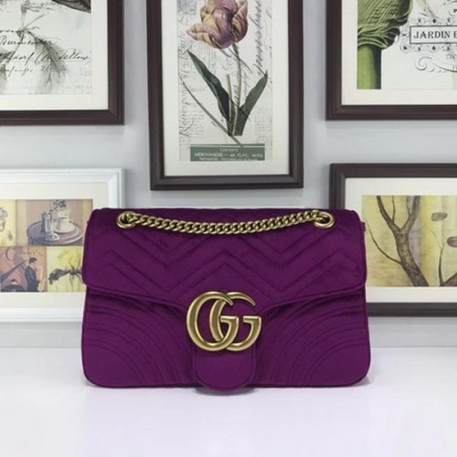 Torebka Gucci GG Marmont z haftowanym aksamitem 443496, fioletowa