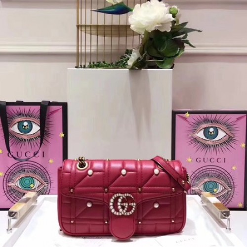 Gucci GG Marmont Mała torebka na ramię Matelasse 443497 Czerwona