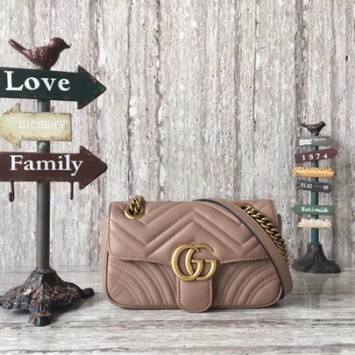 Gucci GG Marmont matelase Mini Bag 446744 Apricot