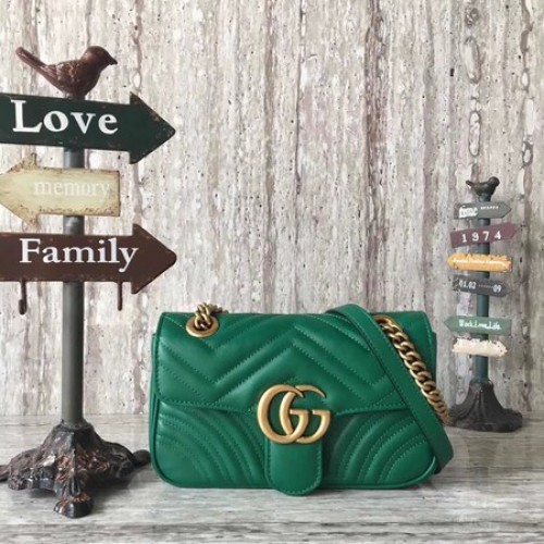 Gucci GG Marmont matelase Mini Bag 446744 Green