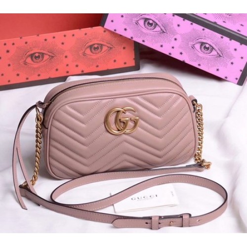 Mała torebka na ramię Gucci GG Marmont 447632 w kolorze głębokiego różu