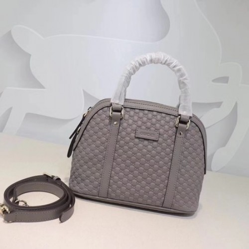 Torebka Gucci Signature Leather z górnym uchwytem 449654 Szara