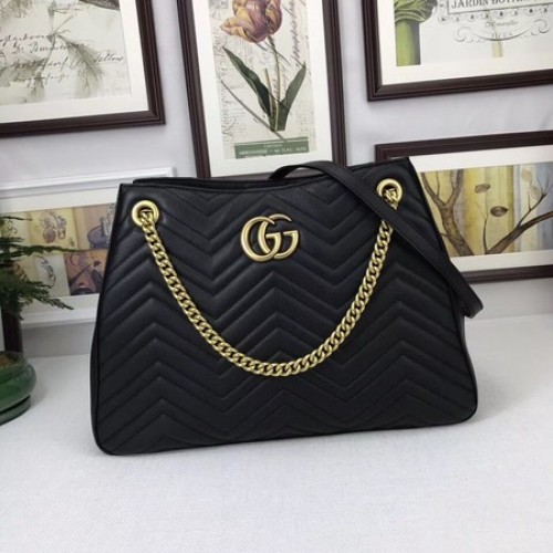 Gucci GG Marmont Średnia torba na ramię Matelasse 453569 Czarna