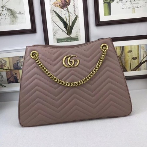 Gucci GG Marmont Średnia torba na ramię Matelasse 453569 Różowa