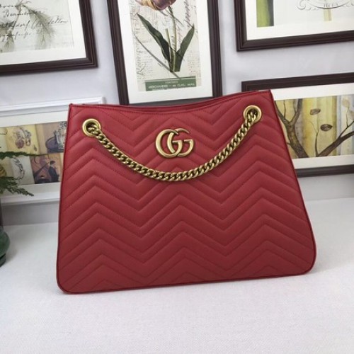 Gucci GG Marmont Średnia torba na ramię Matelasse 453569 Czerwona