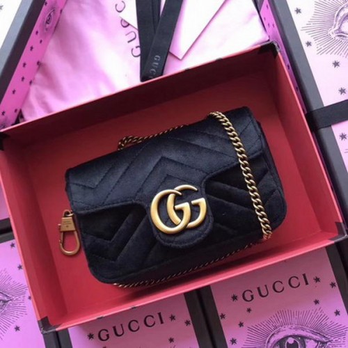 Gucci GG Marmont Velvet Super Mini Bag 476433 Czarny