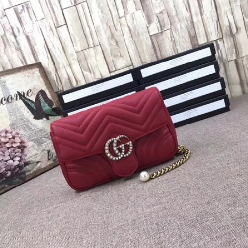 Gucci GG Marmont matelase Mini Bag 476809 Red