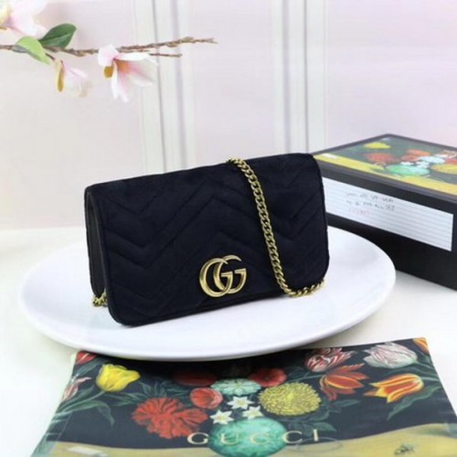 Gucci GG Marmont haftowana aksamitna mini torebka 488426 czarna