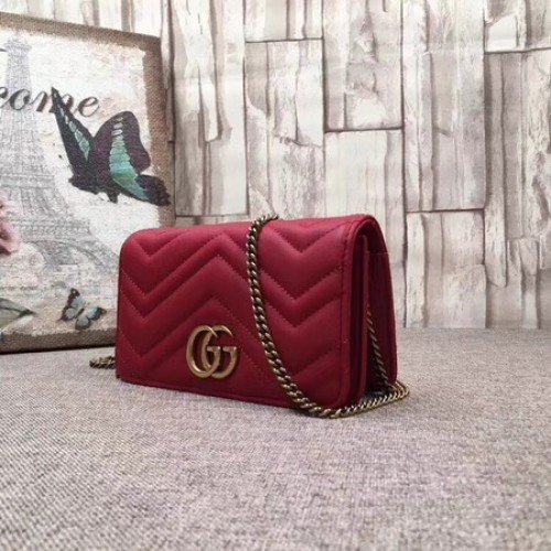 Gucci GG Marmont haftowana aksamitna mini torebka 488426 czerwona