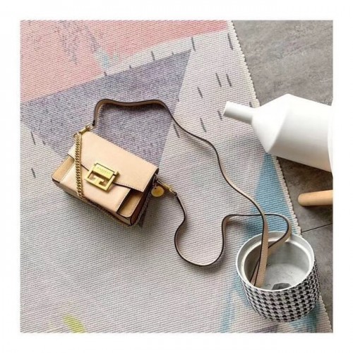 GIVENCHY GV3 mini torebka na ramię ze skóry i zamszu 1116 morelowa