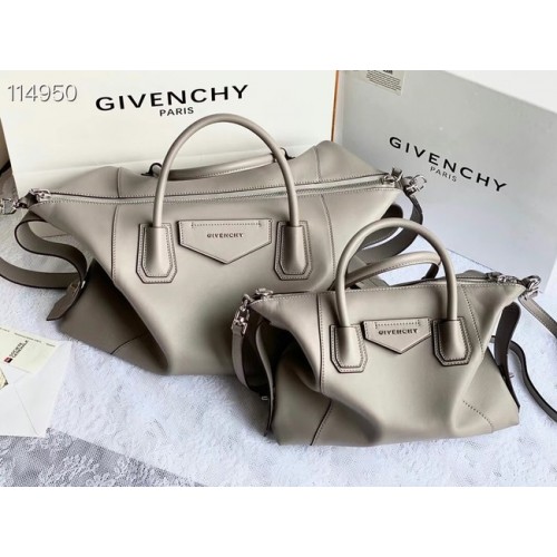 GIVENCHY Oryginalna skórzana torba na ramię 63188 jasnoszara