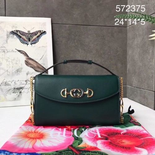 Mała skórzana torebka na ramię GUCCI Zumi 572375 Ciemnozielona
