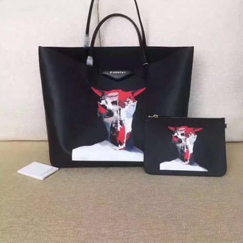 Duża torba shopper z nadrukiem Givenchy G6598E w kolorze czarnym